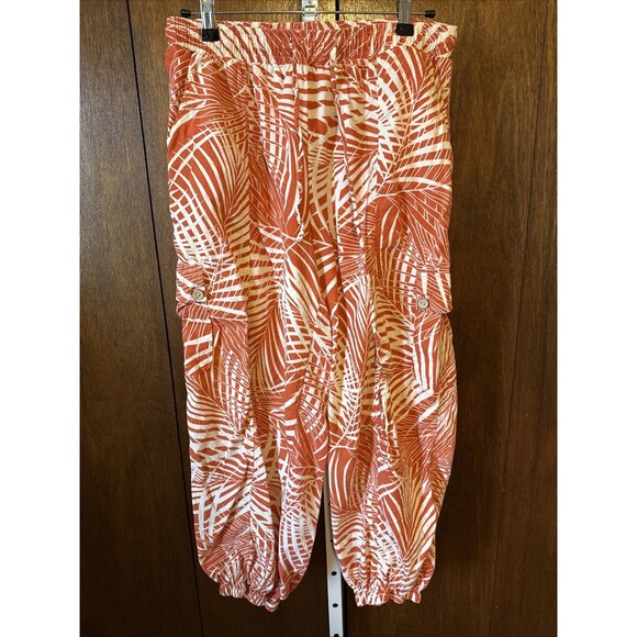 Panama Jack Tropical Pant/Shirt Set Soft Linen Rayon Blend Sz Lg Beach Resort - Picture 5 of 11